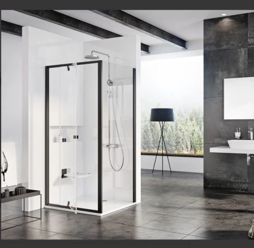 Душевая дверь поворотного типа Ravak Pivot PDOP1 90 см, профиль и ручки черные, прозрачное стекло, 03G70300Z1